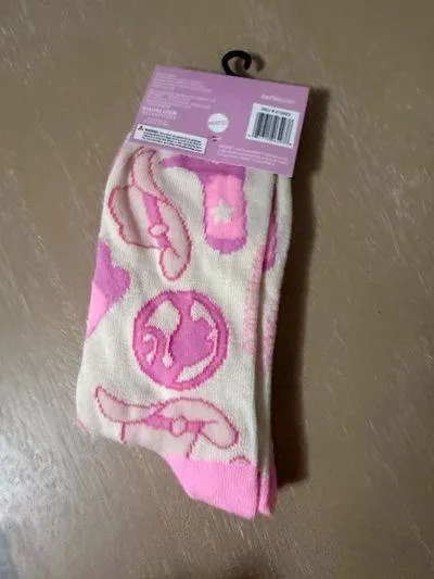Barbie Cowgirl Western Crew Socks NWT Size 9-13 Pink Western Boot - Image 2