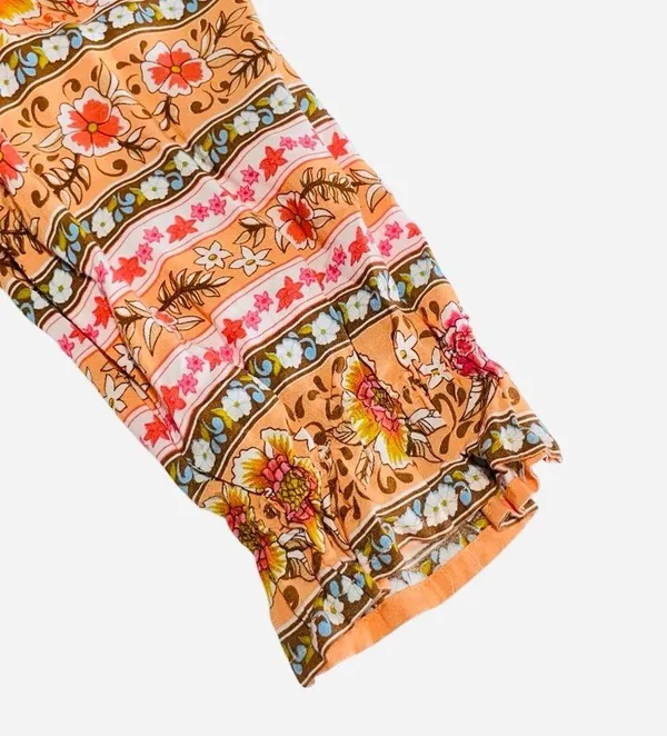 Umgee tangerine orange mix print floral top size M - Image 11