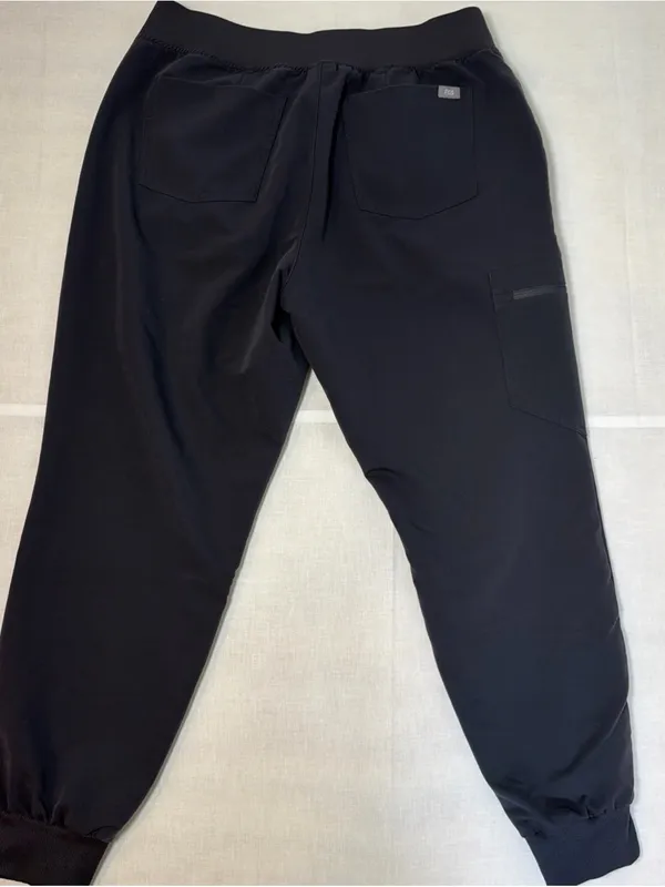 Figs Zamora Jogger Scrub Pants Charcoal Gray Red Drawstring Petite Medium L/P - Image 8