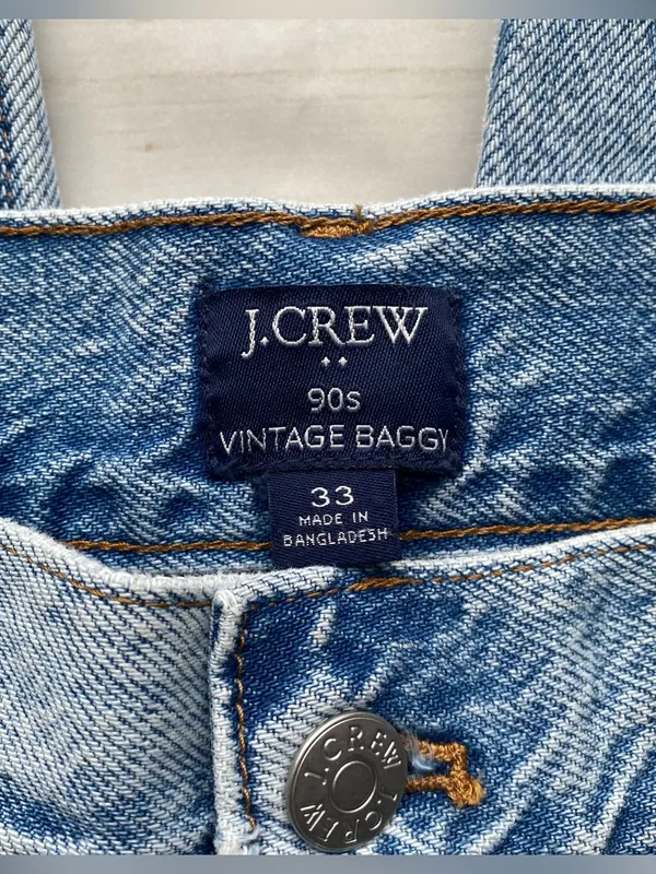J. Crew 90s vintage baggy fit stone washed cropped ankle length denim jeans 33 - Image 3