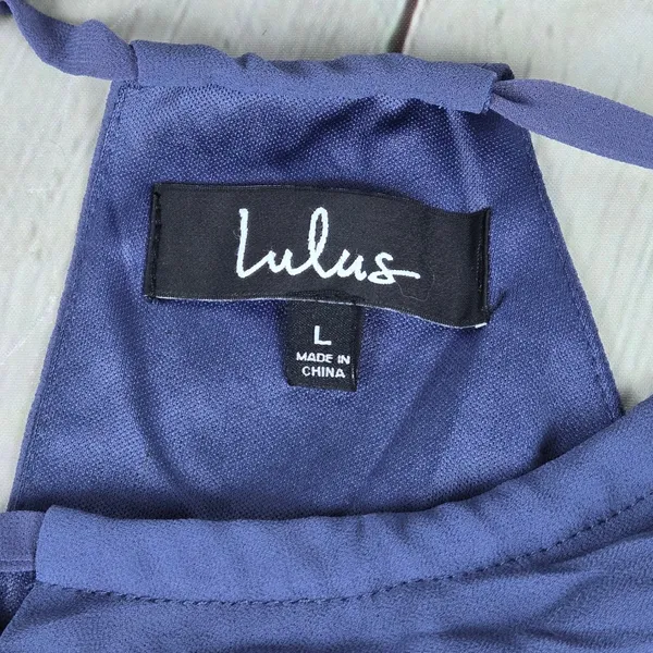Lulus Be Mellow Denim Blue Maxi Dress Halter Neck Sleeveless 43595 Large NEW - Image 5