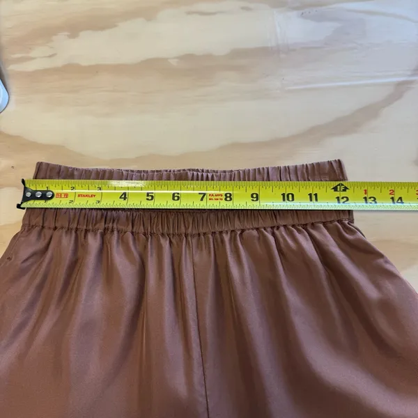 Jac + Jack Silk‎ Minimalist Contemporary High Waist Wide Leg Pants Tan Sz 8 - Image 10