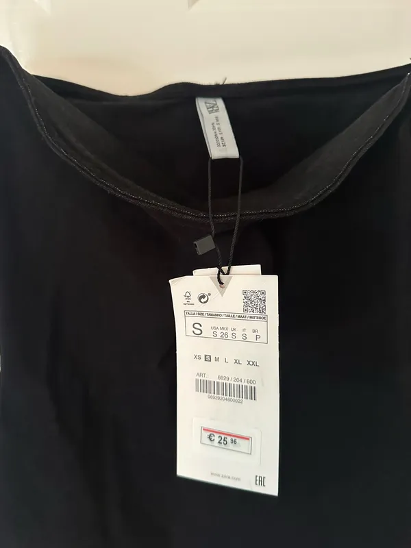 Zara black denim mini strapless dress - Image 5