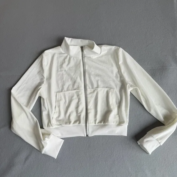 Women's Two Piece Casual Jogger Set with Cropped Full Zip Jacket Size L #260620 - Image 8