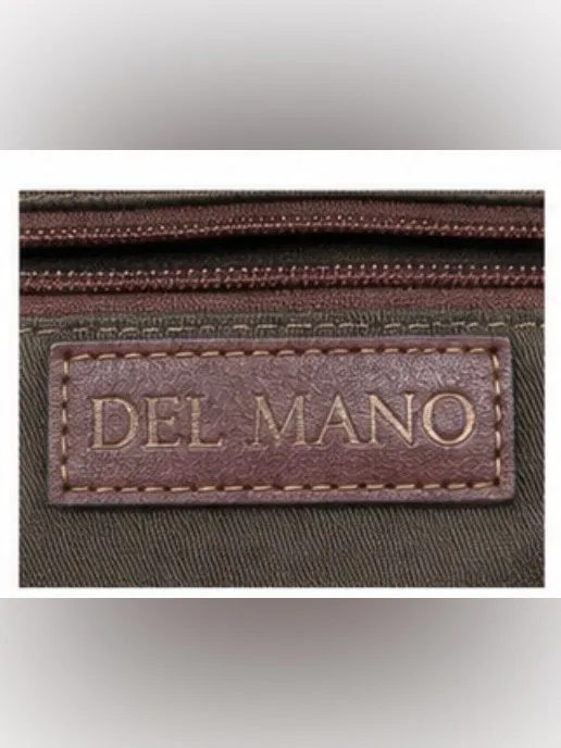 Del Mano Woven Burgundy Brown Structured Satchel Handbag - Image 6