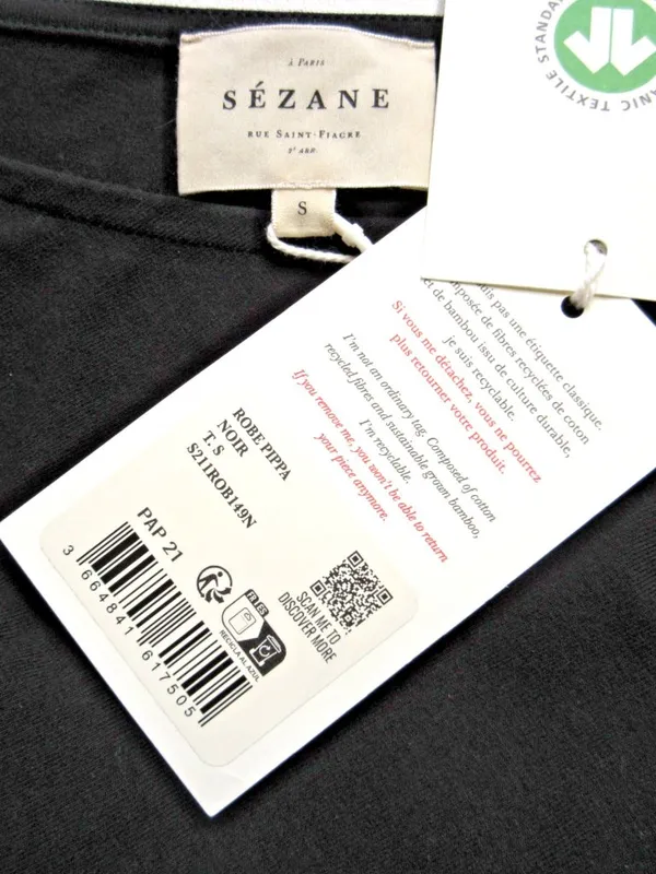 NWT Sezane Pippa in Noir Black Tie Waist Side Slit Maxi T-Shirt Dress S - Image 7