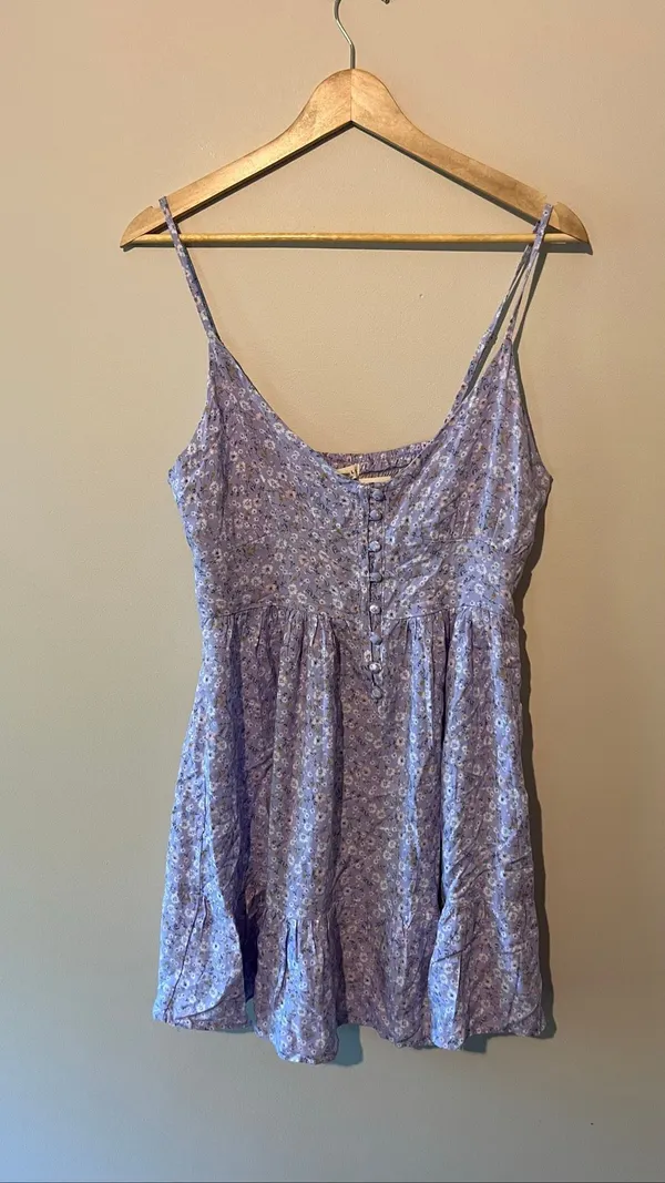 Aeropostale Floral Mini Dress Women's Medium Purple Button Down Cottagecore Soft - Image 2