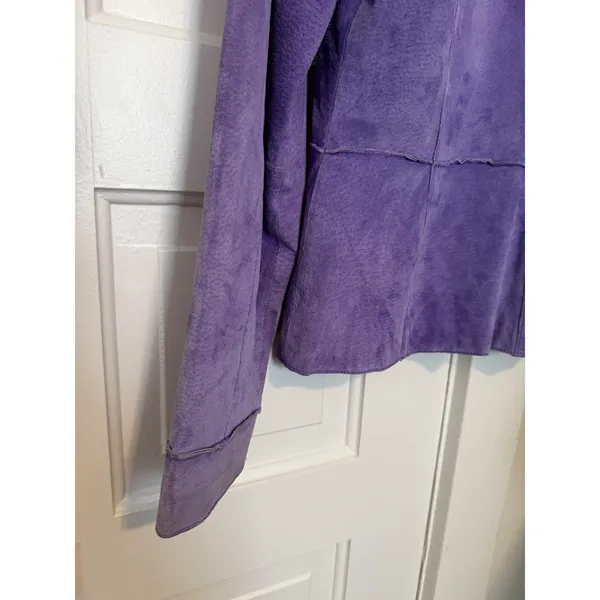 Vintage Brandon Thomas Purple Suede Leather Jacket Womens Medium VTG Blazer - Image 6