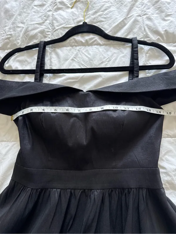 B Darlin Black Off-Shoulder Asymmetrical Hi Low Evening Cocktail Dress US 5/6 - Image 6