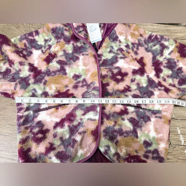 Calme by Johnny Was Purple Floral Printed Fleece‎ Jacket size small - Image 6