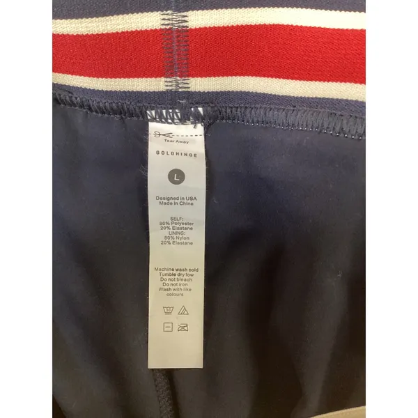 Gold Hinge Navy Pleated Tennis Skirt Red White Striped Waistband L GH120-410 - Image 5