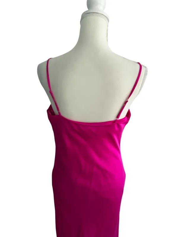 EXPRESS Pink Silky Maxi Slip Dress Size Small - Image 4
