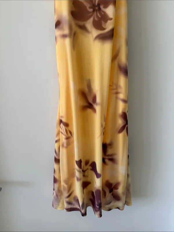 Blue Blush Yellow Floral Halter Mini Dress - Image 3