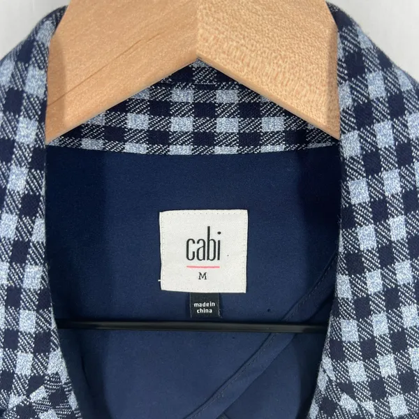 Cabi Checkup Blazer Jacket Womens Medium Navy‎ Blue Gingham Check Stretch Formal - Image 3