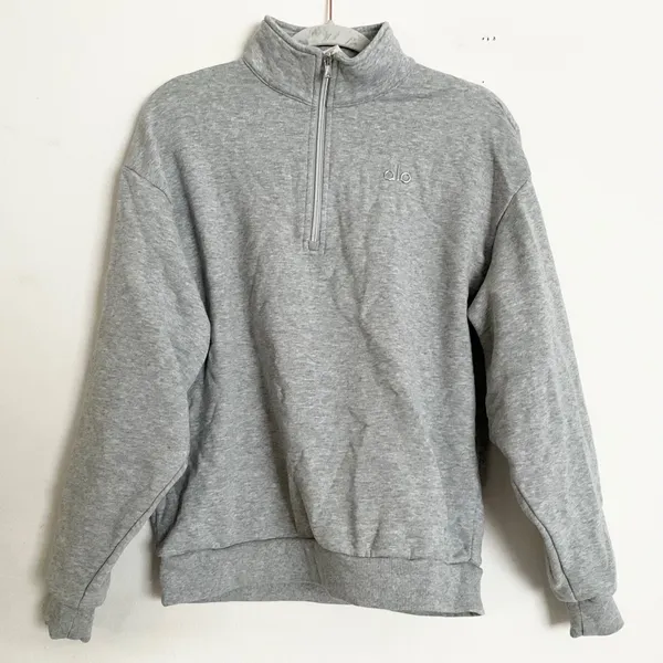 Alo Yoga Accolade 1/4 Zip Pullover Athletic Heather Grey XS - Image 2
