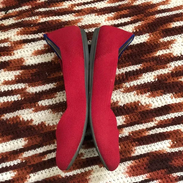 Rothy’s Red Round Toe Ballet Ballerina Flats Shoes Size 9 - Image 3
