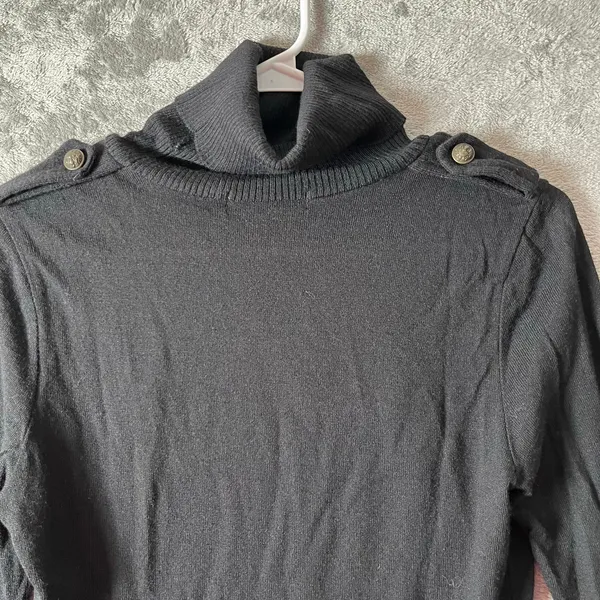 Aldo Martins Black Turtleneck Sweater Button Detail Ribbed Collar Minimalist 6‎ - Image 3
