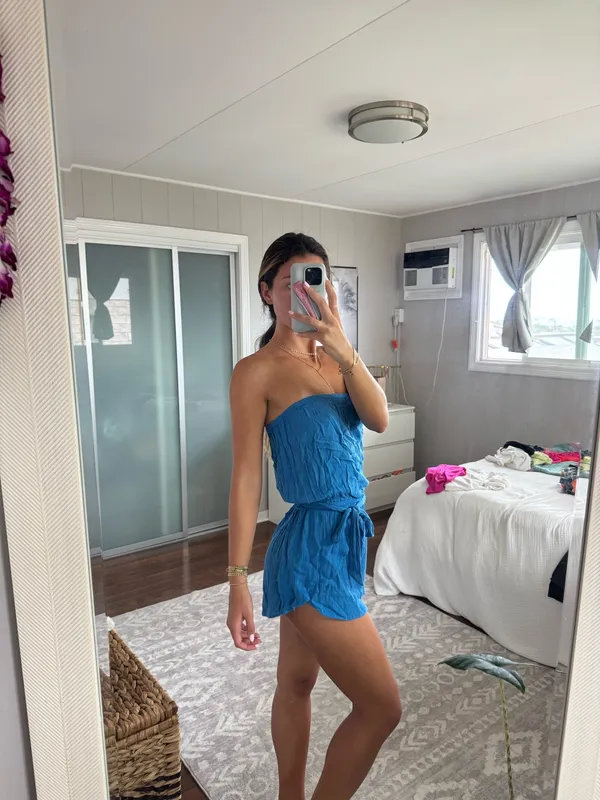 Elan Strapless Blue Romper - Image 2