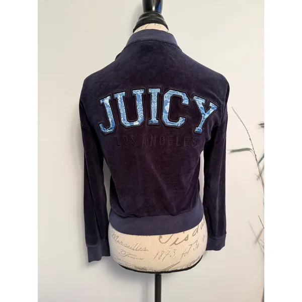 Juicy Couture Black‎ Label Los Angeles Velour Track Jacket Bomber Small S - Image 3