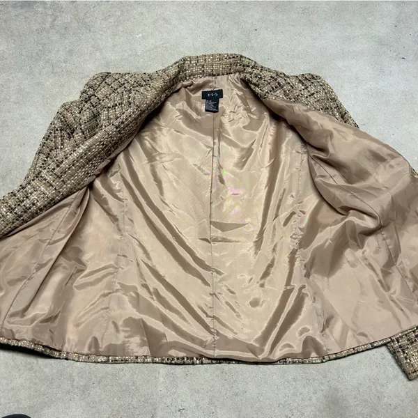 R.Q.T Brown & Gold Tweed Blazer Button Up Jacket Women’s Size 12 - Image 4