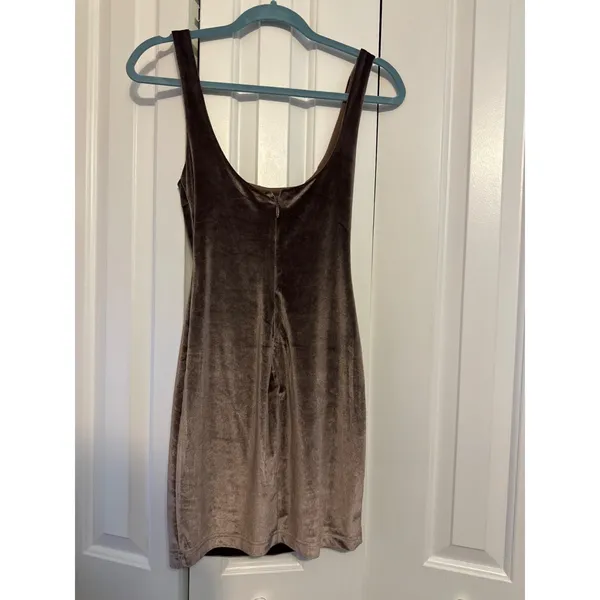 Brown Velvet Mini Dress Sleeveless‎ By Windsor Size M - Image 4