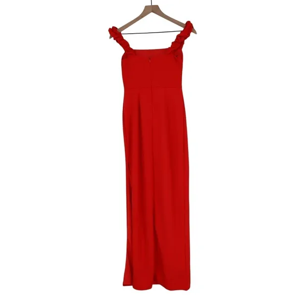 Lulus Tayla Maxi Dress Women's Medium Red Sleeveless Ruched‎ Column Back Zip - Image 6