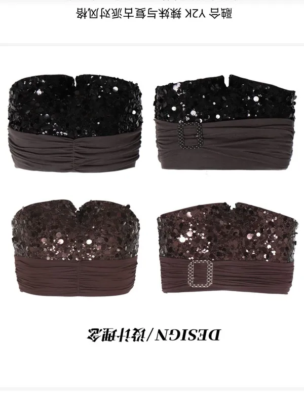 Flower Birds Market/Florids Market brown two-tone sequin hot shorts - Image 6