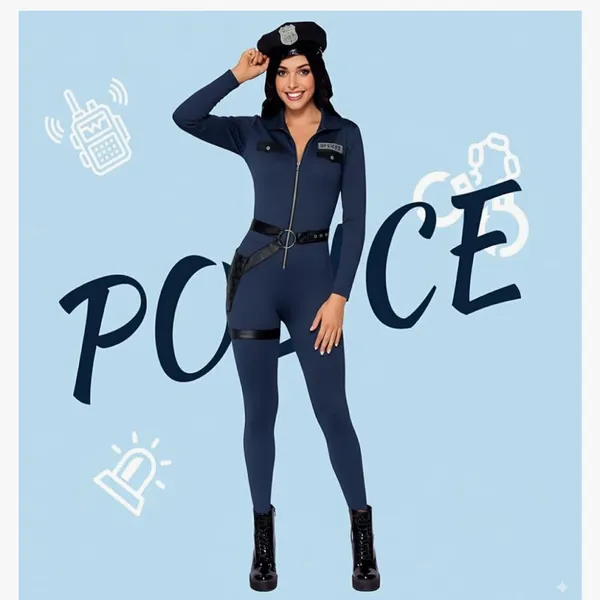 Women's Navy Blue Costume‎ Jumpsuit - Image 3