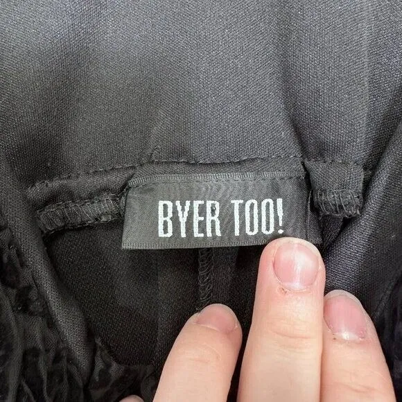 Byer Too! 90s Y2K Babydoll Whimsigoth Black‎ Crushed Velvet Rose Midi Dress Med - Image 5