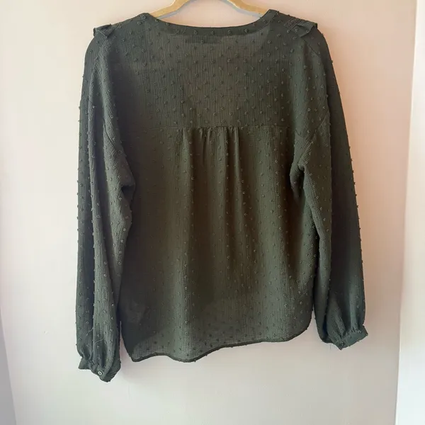 Zara Dark Green Textured Top Women’s Size Medium - Image 2
