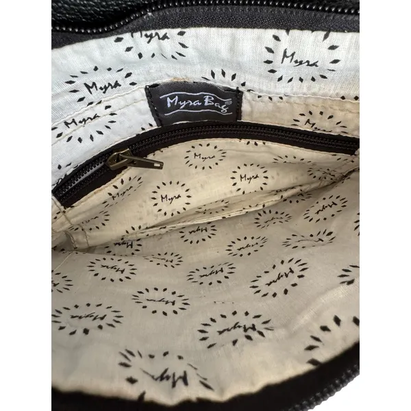 Myra Bag Turquoise-Speckled Cowhide Crossbody with Tooled Leather Trim - Image 6