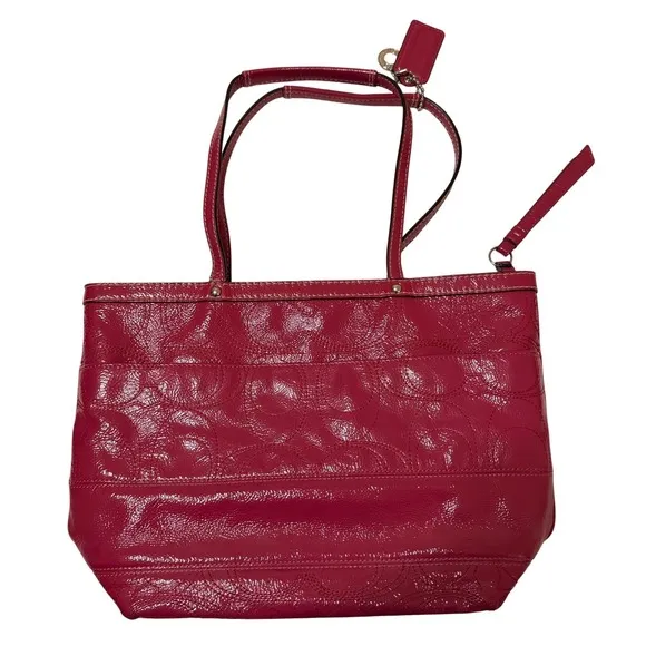 Coach Legacy Stitched Signature C Tote Bag Berry Pink Patent Leather‎ Preppy Y2K - Image 3