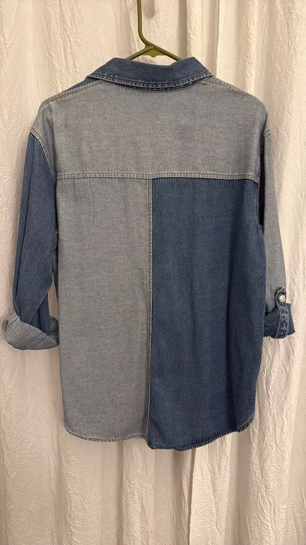 Jane & Delancey Multicolor Patchwork Denim Top S - Image 2