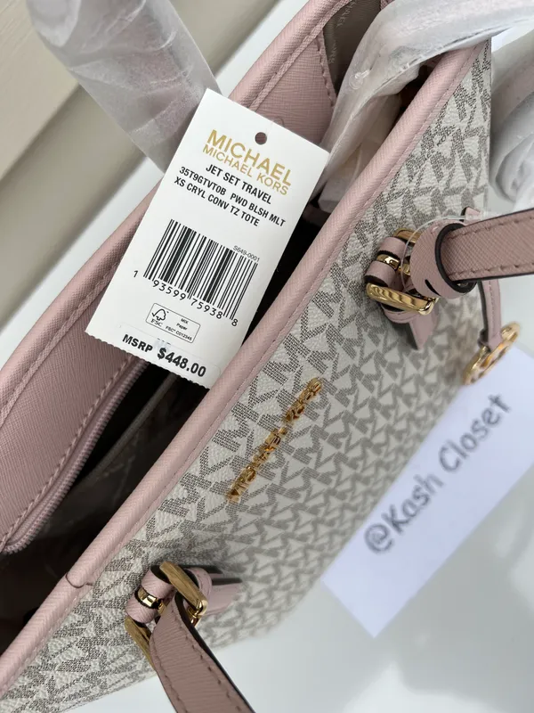 Michael Kors JST Extra-Small Top-Zip Tote Bag -Powder Blush Multi - Image 9