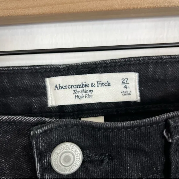 Abercrombie Skinny High Rise Split Hem Black 27/4 Curve Love - Image 7
