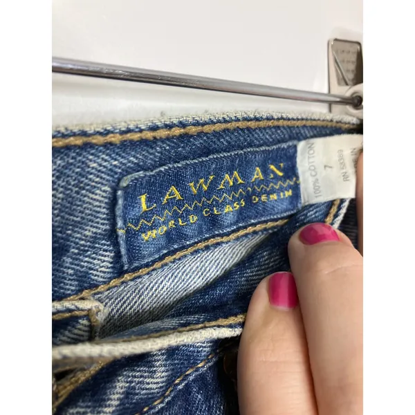 Lawman Jeans Women 7 Blue Good Vintage High Waist Tapered Leg Button Fly Western - Image 4