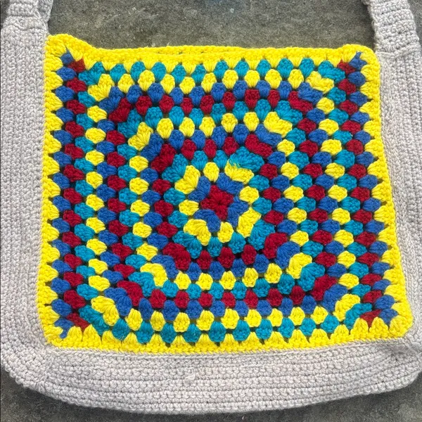 Handcrafted Multicolor Crochet Shoulder Bag Yellow - Image 2