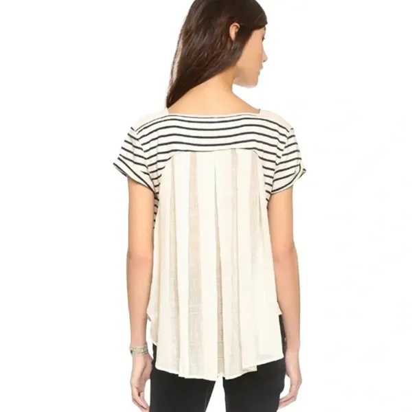 Free People French Kiss High Low Mixed Media Blouse Size Small - Image 2