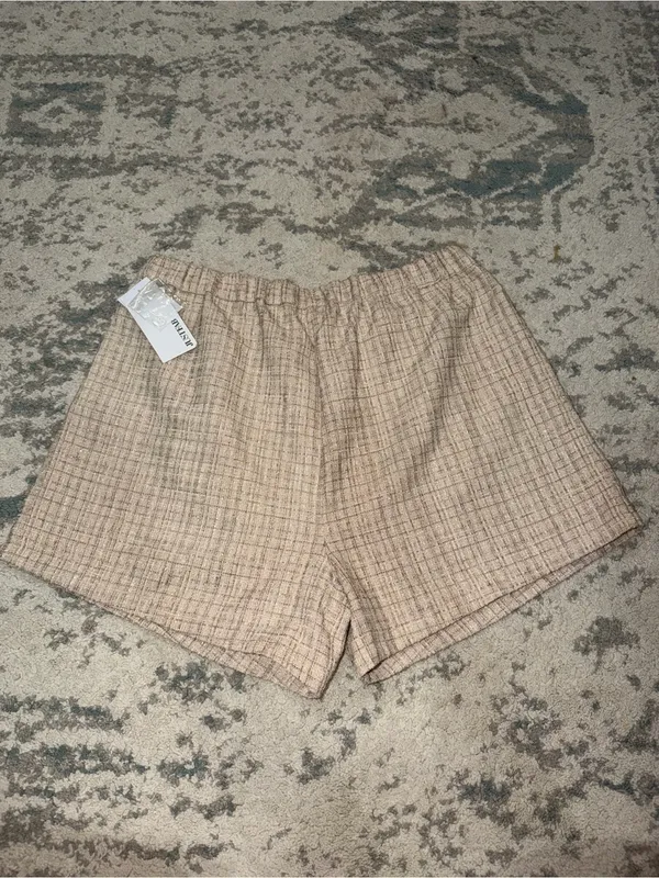 JustFab Linen Blend Tweed Shorts NWT XXL Beige Work Career - Image 3