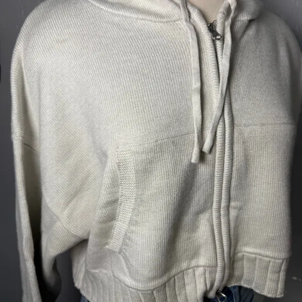 Edikted Russell Knit Hooded Cardigan, Light Grey, XS - Image 2