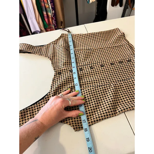 Maeve x Anthropologie Brown Checkered Jacquard Bustier Tank Top Size Large - Image 7