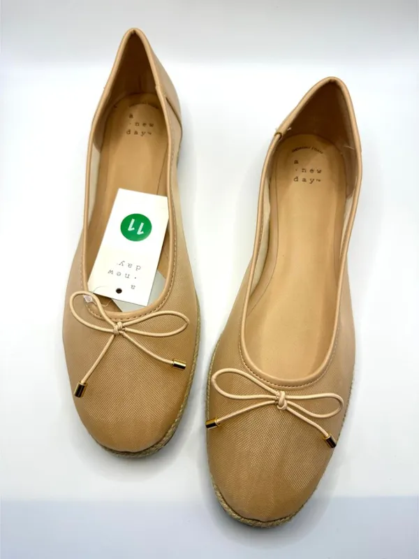 A New Day Beige Mesh Bow Espadrille Ballet Flats Balletcore Coquette Ballerina - Image 2