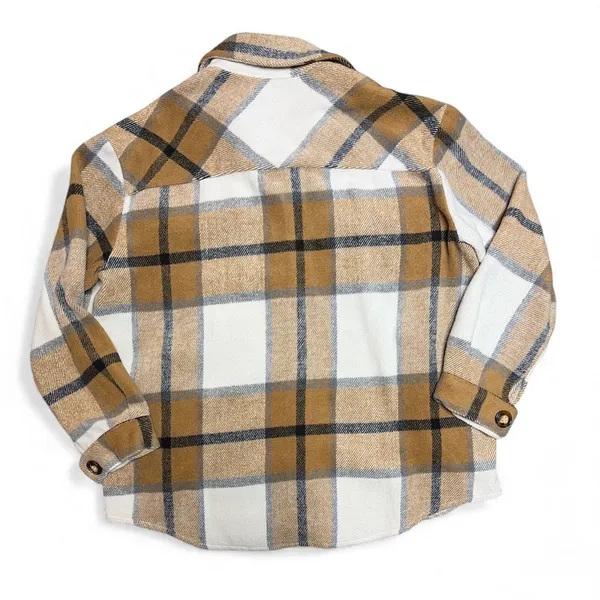 Women's Tan Flannel Plaid Shacket Jacket size Medium - Image 9