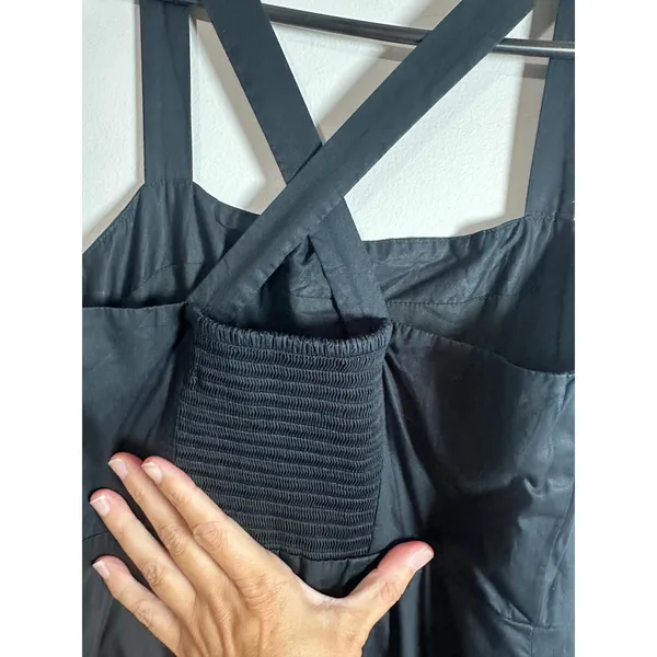 Banana Republic Black Cotton Tencel Tiered Maxi Dress Petite‎ 2 Smocked Back - Image 4