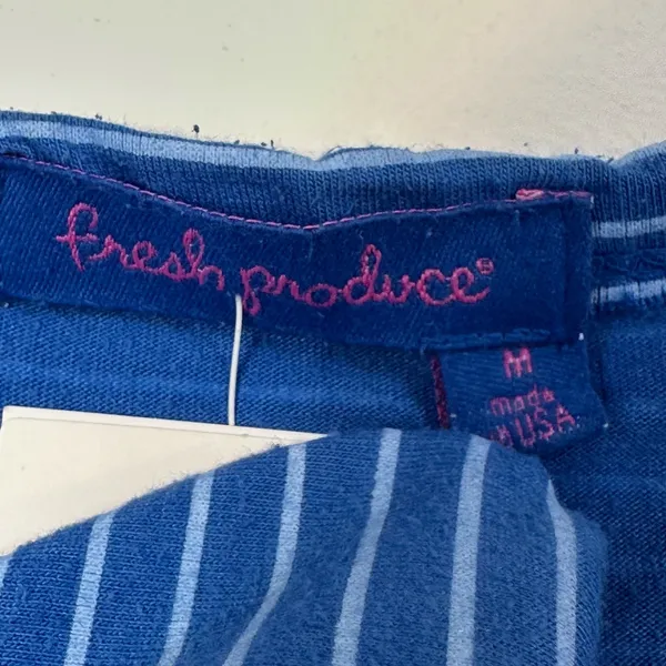 Fresh Produce Womens Blue Pinstripe‎ Sweet Scoop T 3/4 Sleeve Top Medium - Image 3