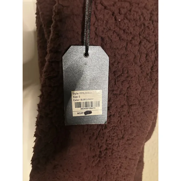 Free Planet Burgundy Sherpa Hoodie S Winter Cozycore Comfy Casual Streetwear NEW - Image 12