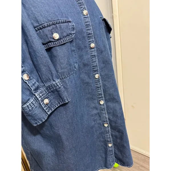 Croft & Barrow 100% Cotton Shirt Plus 1X Blue Denim Button‎ Down Long Sleeve - Image 11