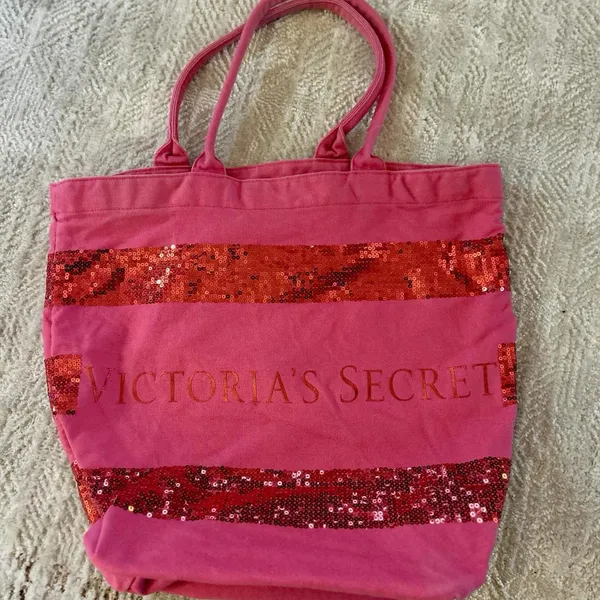 Victoria’s Secret Hot Pink W/Red Sequins Tote Bag Large - Image 5