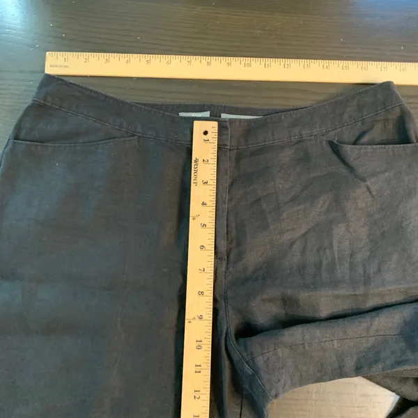J. Jill Black 100% Linen Wide Leg Pants Genuine Fit At Waist Size 14 Lagenlook - Image 8