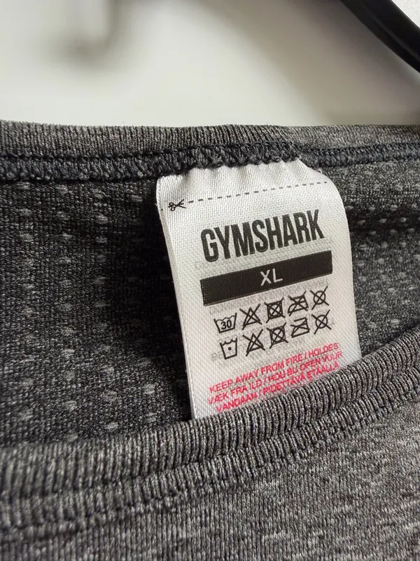 Grey Gymshark Crop Long Sleeve Top - Image 2